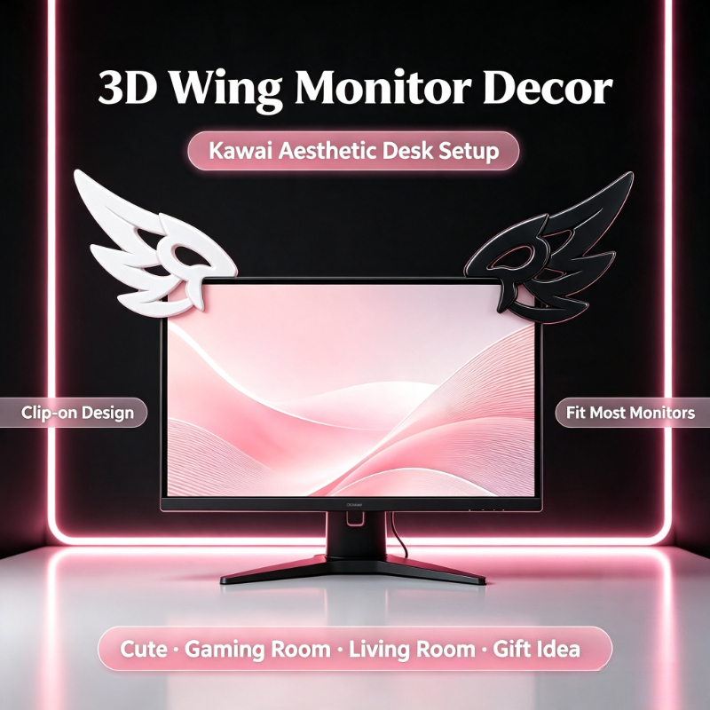 Desk Setup Pegboard - Kawaii 3D Wing Decor for Computer