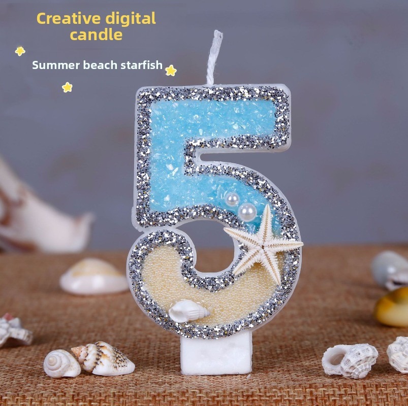 Desk Setup Kids - Beach Starfish Number Birthday Candles 0-9