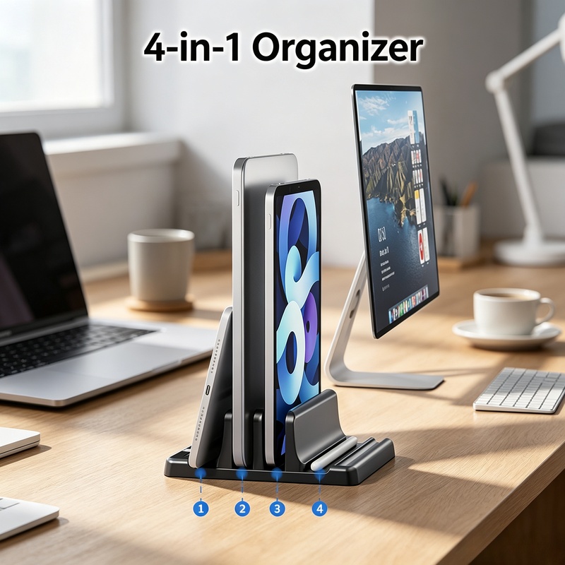 Vertical Laptop Stand - Vertical Laptop Stand Multi‑Slot Notebook Storage