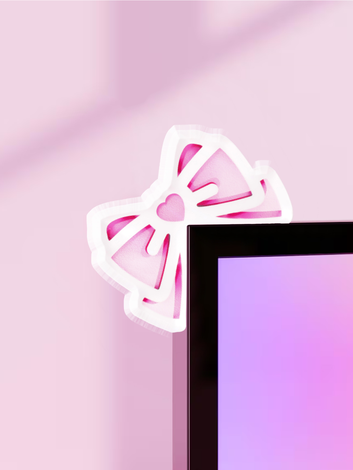 Desk Setup Pegboard - Kawaii Bow Monitor Decor Pink Acrylic