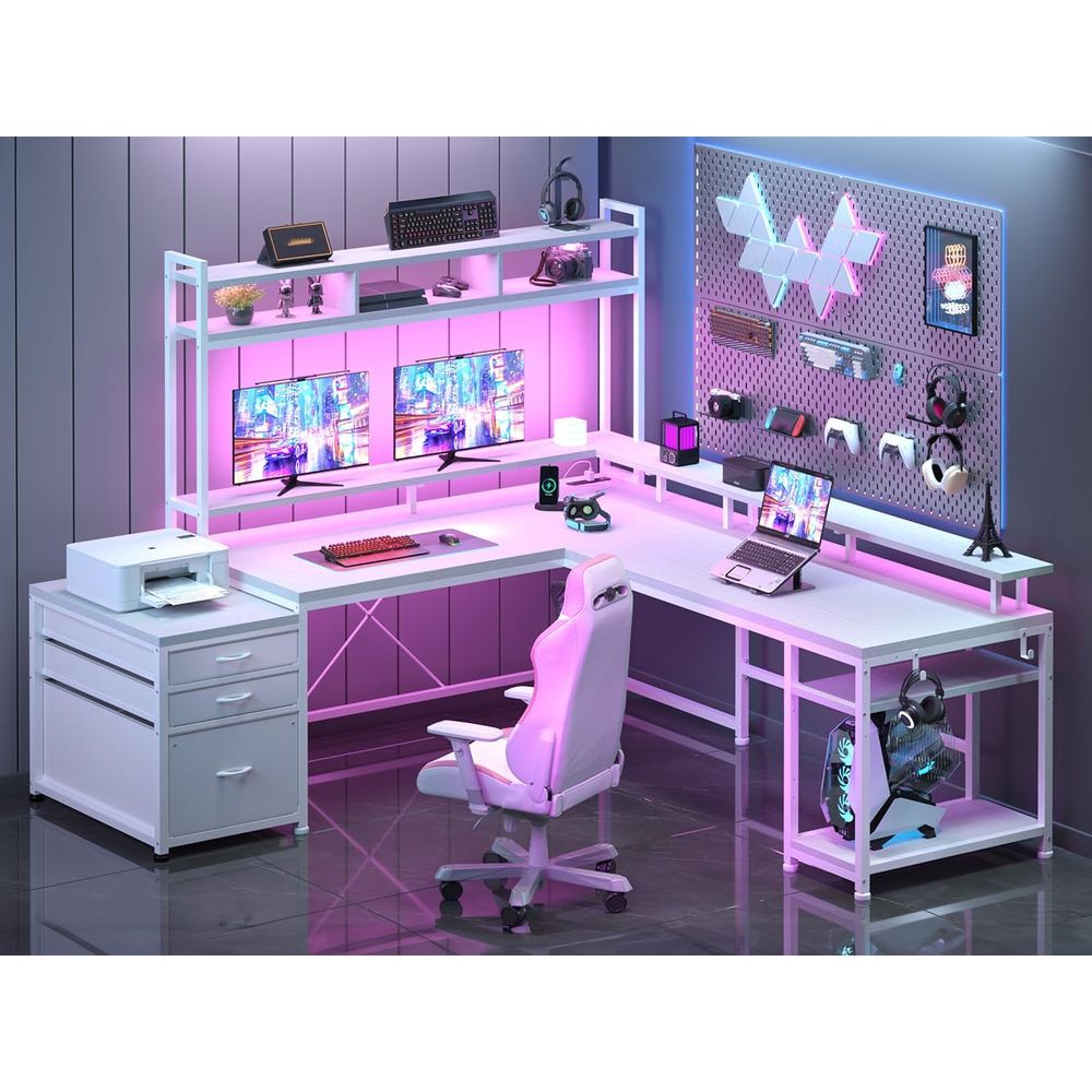 104-inch L-Shaped Desk for Dua - Dual Monitor Desk Setup recension och pris