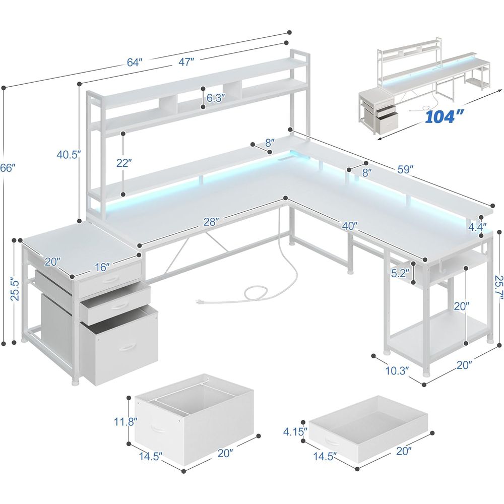 104-inch L-Shaped Desk for Dua - Dual Monitor Desk Setup recension och pris