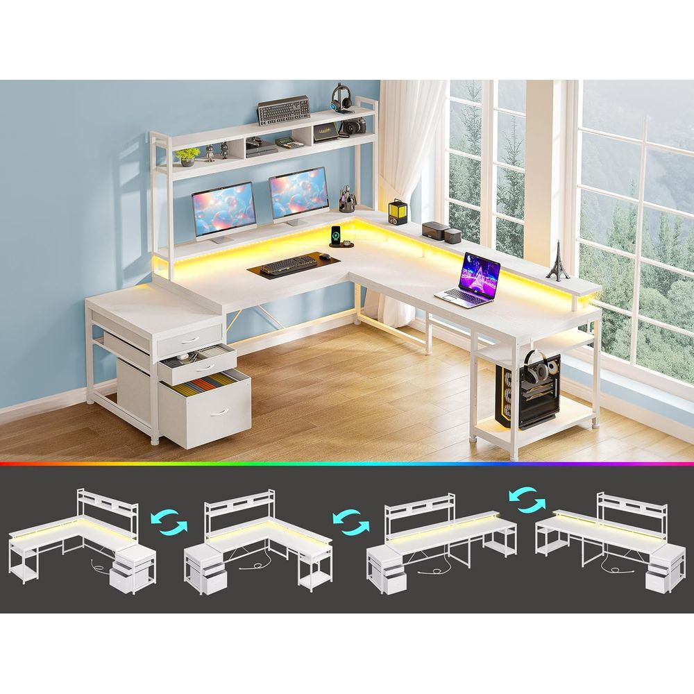 104-inch L-Shaped Desk for Dua - Dual Monitor Desk Setup recension och pris