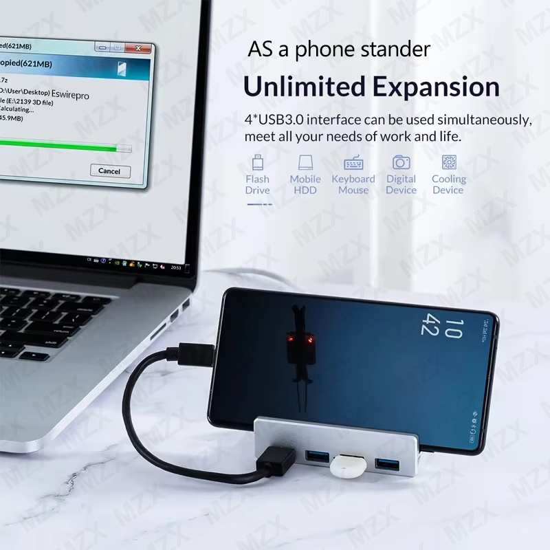 MZX USB 3.0 3.2 HUB 5Gbps 10Gb - Desk Setup Hub recension och pris