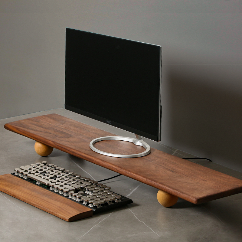 Natural Wood Desktop Riser Dua - Dual Monitor Desk Setup recension och pris
