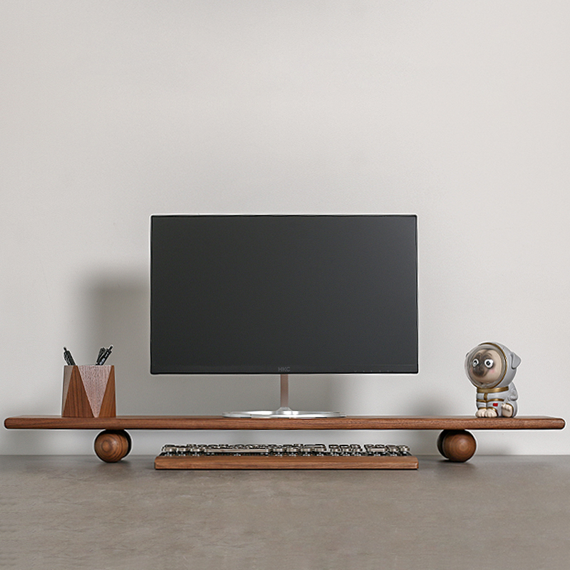 Natural Wood Desktop Riser Dua - Dual Monitor Desk Setup recension och pris