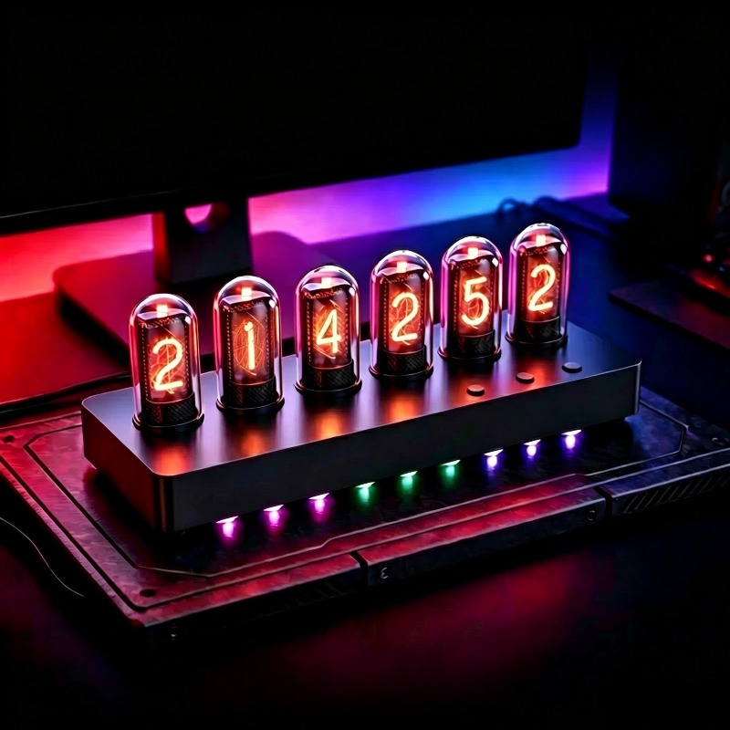 IPS‑Simulated Nixie Tube Clock - Desk Setup Youtube recension och pris