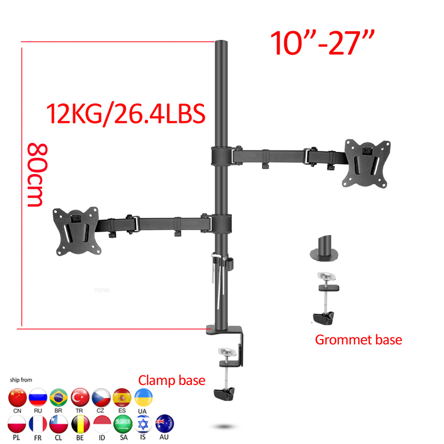 (80cm) DL-T902-280II Full Moti - Dual Monitor Desk Setup recension och pris