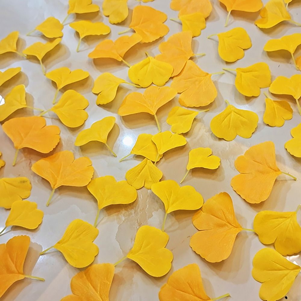 100PCS Artificail Ginkgo Leave - Desk Setup Photo recension och pris