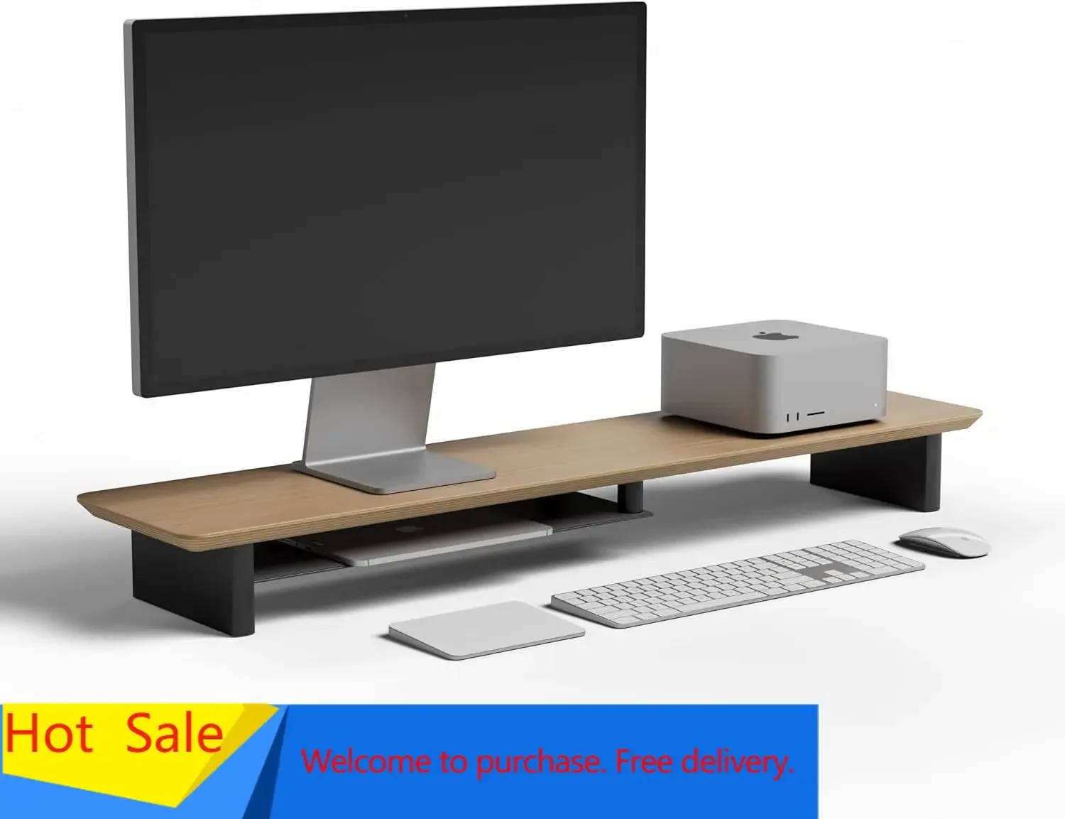 White Oak Dual‑Tier Ergonomic  - Dual Monitor Desk Setup recension och pris