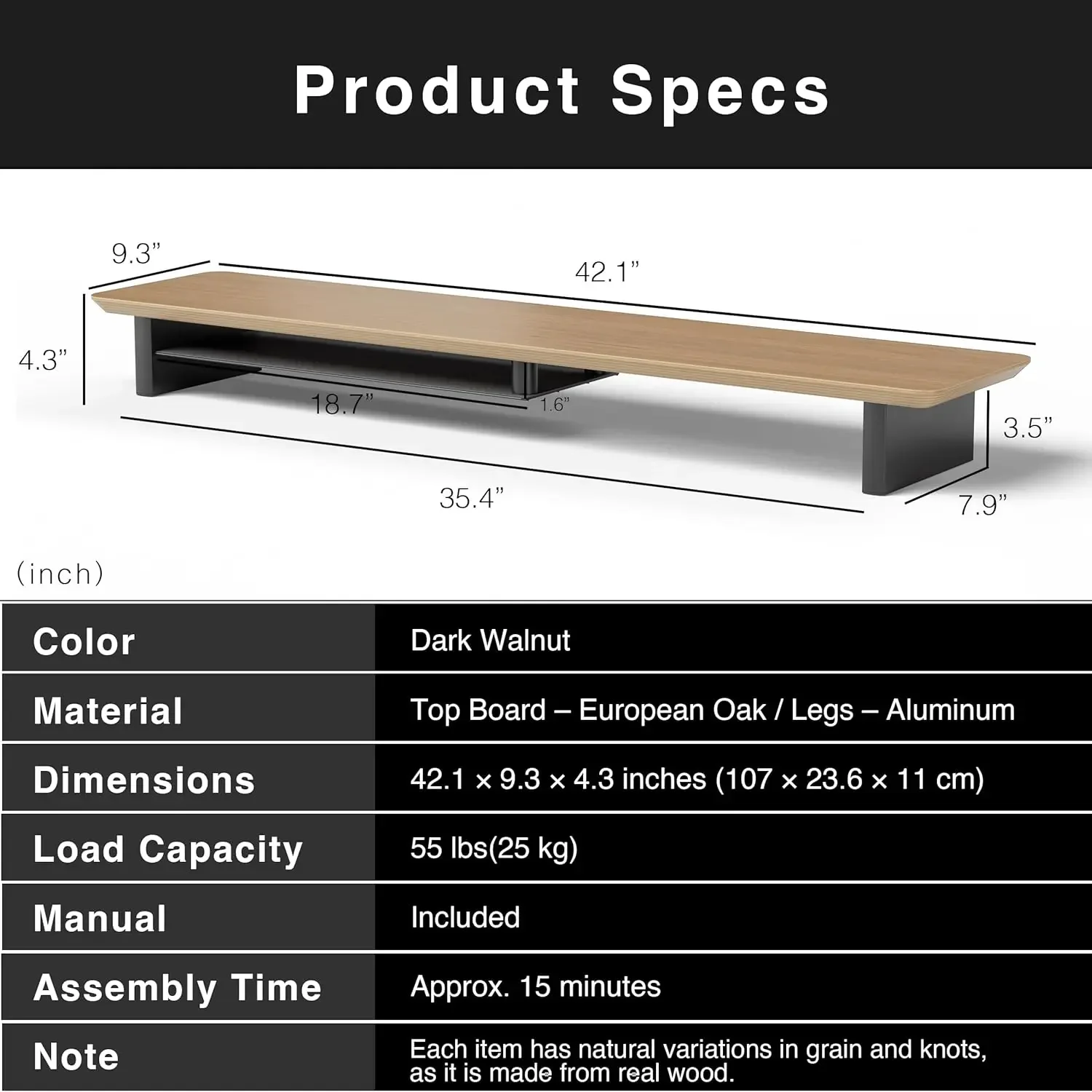 White Oak Dual‑Tier Ergonomic  - Dual Monitor Desk Setup recension och pris