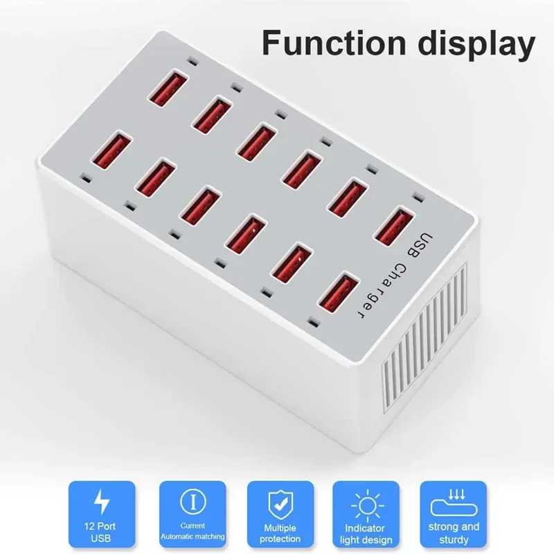 USB Charging Station 60W 12-Po - Desk Setup Hub recension och pris